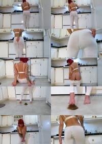 ScatShop - AbigailDupree - Large Poop In White Yoga Pants and Foot Smashing [720p] (Scat)