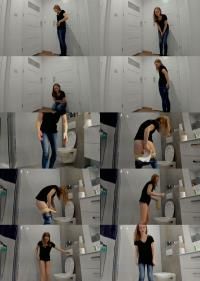 ScatShop - LucyBelle - Desperation under the bathroom and poop [1440p] (Scat)